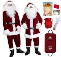 WELUROWY STRÓJ MIKOŁAJA BURGUND SAKWA na CUKIERKI POKROWIEC RĘKAWICE 13el