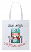 Dla Dentysty Stomatologa Torba Eco Biała Shopper Z Nadrukiem Ze Zdjęciem