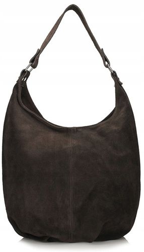 Torebka CZEKOLADOWA zamszowa WOREK Vera Pelle SKÓRA ZAMSZ NATURALNY na Arena.pl