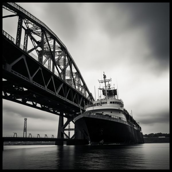 Plakat 100x100cm Statek przy Moście zdjęcie 2