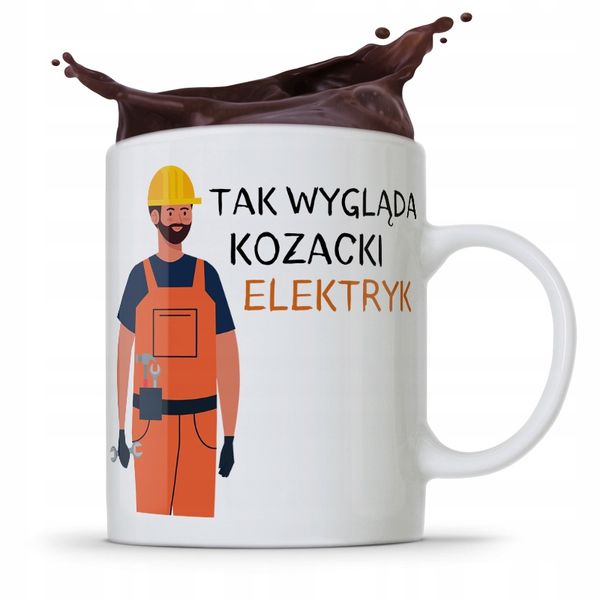 Kubek Prezent Dla Elektryka Kozacki Elektryk Z Nadrukiem Ze Zdjęciem zdjęcie 1