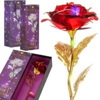 Wieczna róża 25 cm świecąca ozdoba LED prezent kwiat czerwony