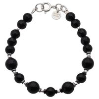 Bransoletka - Turmalin czarny, Hematyt i srebro 17,8 cm