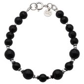 Bransoletka - Turmalin czarny, Hematyt i srebro 17,8 cm