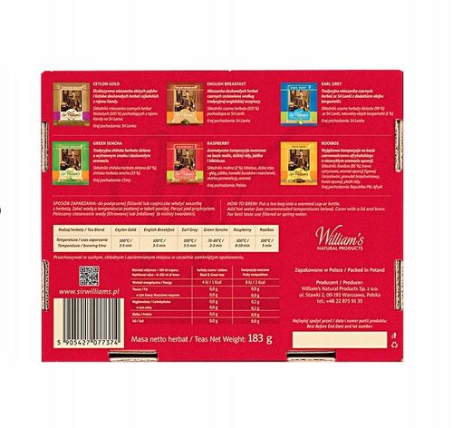 Sir Williams 90 herbat w tekturowym pudełku prezent na Arena.pl
