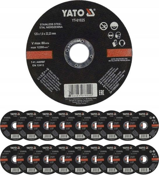 TARCZA DO CIĘCIA METALU 125 mm TARCZE 20 SZT. YATO zdjęcie 1