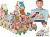 Klocki konstrukcyjne drewniany duży zestaw Buduj Dom Miasto DREWNO 248el