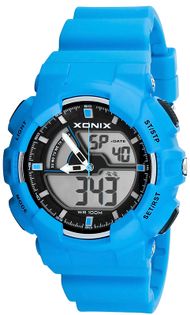 Xonix Męski zegarek sportowy, LCD/LED + Analog, wielofunkcyjny, WR 100M, podświetlenie, antyalergiczny