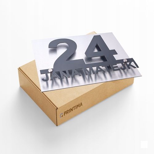 DUŻY NUMER DOMU TABLICZKA ADRESOWA Z NUMEREM DOMU 48x38cm ANTRACYT SREBRNA na Arena.pl