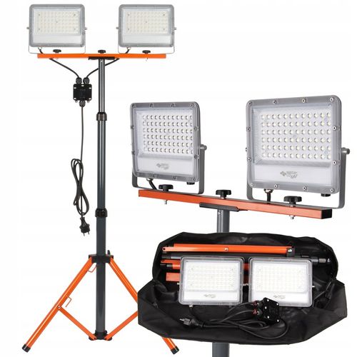 Halogen Naświetlacz LED 2x 50W PREMIUM + Statyw Budowlany + pokrowiec na Arena.pl
