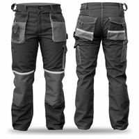 SPODNIE ROBOCZE MĘSKIE DO PASA POTRÓJNE SZWY ODBLASKI 9 KIESZENI MOCNE BHP