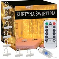 KURTYNA ŚWIETLNA 300LED Girlanda 3x3m Lampki Choinkowe Ozdoba Świąteczna
