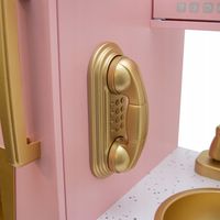Drewniana Kuchnia dla Dzieci KitchenJoy XL Duża Różowa Złota Zabawka