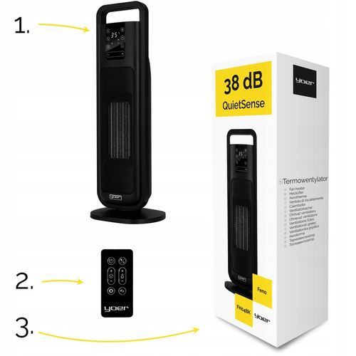 Termowentylator Farelka Cichy 38dB Yoer 2000W +Timer 4Tryby na Arena.pl