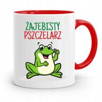 Kubek Czerwony Pszczelarza Żajebisty Pszczelarz Z Nadrukiem Ze Zdjęciem