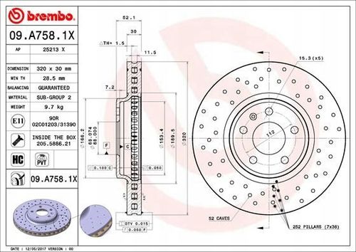 TARCZA HAM PRZOD 320X30 V XTRA BREMBO na Arena.pl