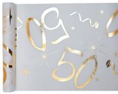 Bieżnik flizelinowy 50 urodziny biały 0,3 x 5 m