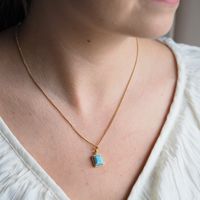 Zawieszka - larimar prostokąt w srebrze złoconym