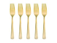 Jednorazowe widelce plastikowe, złote, 10 szt.