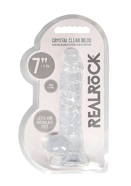 7"" / 18 Cm Realistic Dildo With Balls - Transparent zdjęcie 2