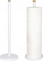 Stojak na papier toaletowy zapasowy do WC na 4 rolki biały bambus Yoka Home