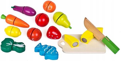 Drewniane Warzywa Owoce do Krojenia Zestaw na Rzep Montessori Klocki Puzzle na Arena.pl
