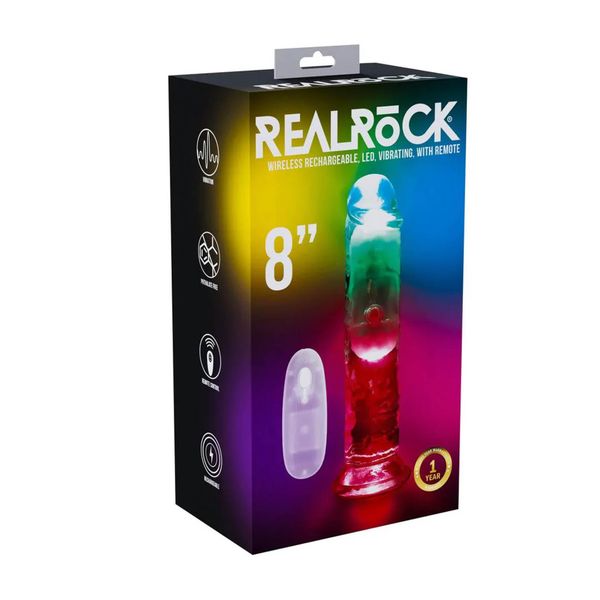 Led Vibrating Straight Cock - 20 Cm - Transparent zdjęcie 2