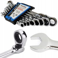 Klucze płasko-oczkowe łamane z grzechotką SilverTools 8el 8-22mm CrV