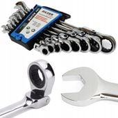 Klucze płasko-oczkowe łamane z grzechotką SilverTools 8el 8-22mm CrV
