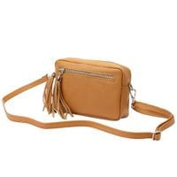 Damska listonoszka torebka Skórzana z brelokiem frędzlem i kieszeniami Luka