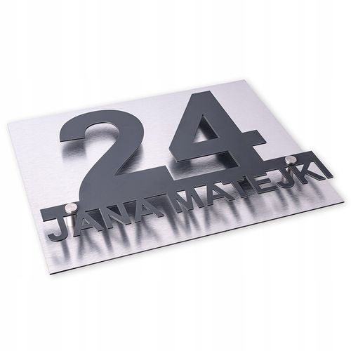DUŻY NUMER DOMU TABLICZKA ADRESOWA Z NUMEREM DOMU 48x38cm ANTRACYT SREBRNA na Arena.pl