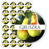 ETYKIETY etykietki naklejki samoprzylepne kolorowe GRUSZKA słoiki 5cm
