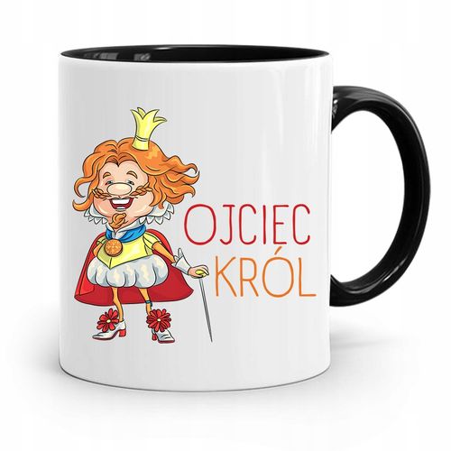 Kubek Czarny Prezent Na Dzień Ojca Ojciec Król Z Nadrukiem Ze Zdjęciem na Arena.pl