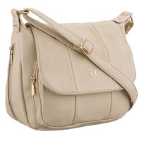 pojemna, beżowa torebka damska na ramię z kieszeniami - rovicky