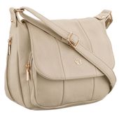 pojemna, beżowa torebka damska na ramię z kieszeniami - rovicky