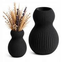 Wazon Dekoracyjny 3D Czarny Nowoczesny Design 20 cm