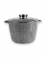 Duży Garnek GRANITOWY 7L z Pokrywką i Systemem Aroma Knob 24cm SZARY