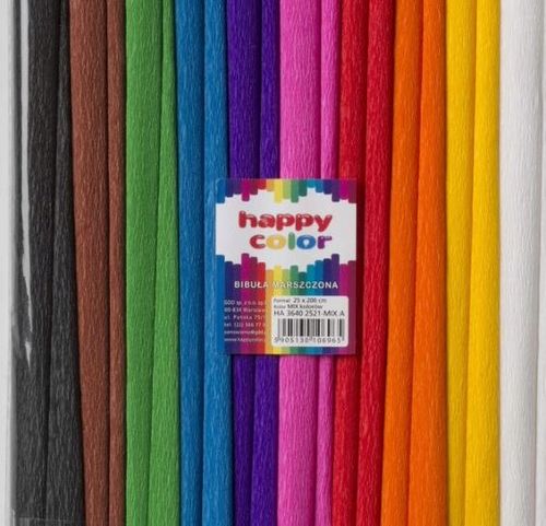 Bibuła marszczona szkolna 25x200 10 kolorów MIX Happy Color do wyprawki na Arena.pl