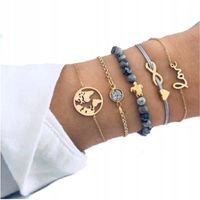 ZESTAW BRANSOLETEK BOHO RETRO PUNK Charms 63