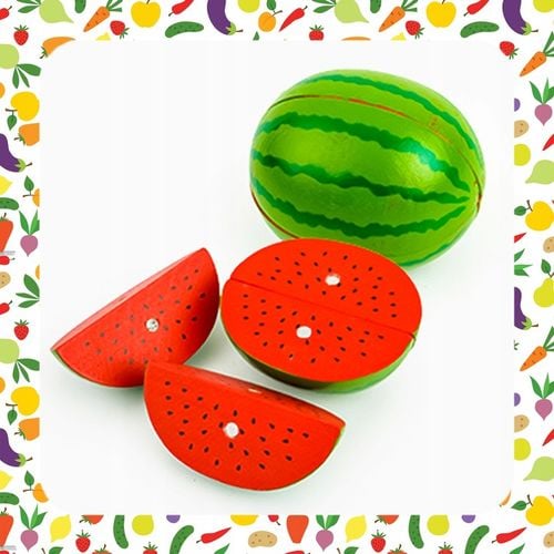 ZESTAW XXL DREWNIANE WARZYWA OWOCE DO KROJENIA NA MAGNES PREZENT DLA DZIECI na Arena.pl