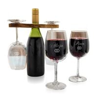 Zestaw do Wina dla Pary Stojak + Kieliszki z Dowolnym Grawerem