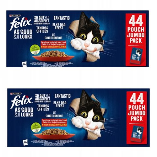 Felix Karma dla kota saszetki wołowina kurczak kaczka jagnięcina 44x85g x2 na Arena.pl