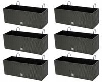 Doniczka balkonowa DRTC500 z uchwytem, 6 szt. | Antracyt, Wymiary 19x50x19 cm, DIKEL