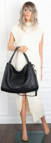 Torebka Damska Shopper worek modna duża lekka torba A4 na Ramię 6867 Czarna na Arena.pl