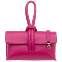 VERA PELLE torebka damska skórzana listonoszka z paskiem V682 fuksja