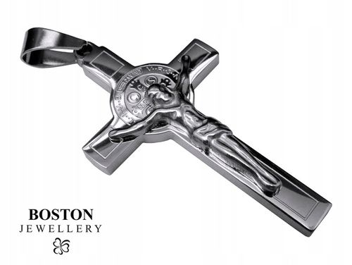 SREBRNY KRZYŻ KRZYŻYK NA ŁAŃCUSZEK DWUSTRONNY STAL CHIRURGICZNA PREMIUM na Arena.pl