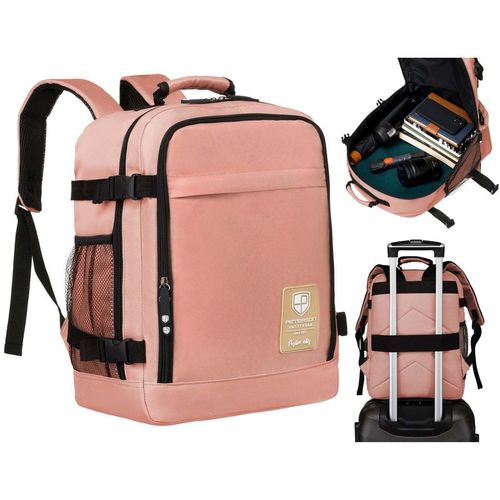 pojemny, podróżny plecak kabinowy z portem usb w różowym kolorze na Arena.pl