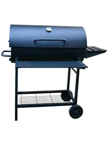 Grill Węglowy 70 X 35 na Kółkach z Półką Pokrywą Ogrodowy Przenośny Beczka na Arena.pl