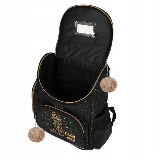 TORNISTER SZKOLNY PLECAK DLA DZIEWCZYNKI KOTEK CZARNY ZŁOTY WOREK PIÓRNIK na Arena.pl