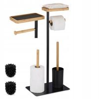 Stojak Uchwyt Wieszak Na Papier Toaletowy I Szczotkę Do Wc Czarny Zestaw